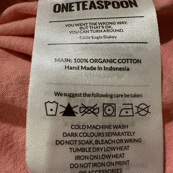 One Teaspoon NWT Organic Logo Tee in Flamingo MEDIUM - Picture 4 of 4